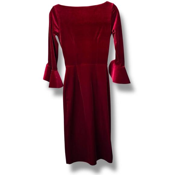 Chiara Boni La Petite Robe NWOT Garnet Red Triana Velvet Faux Wrap Midi Dress - Picture 6 of 11
